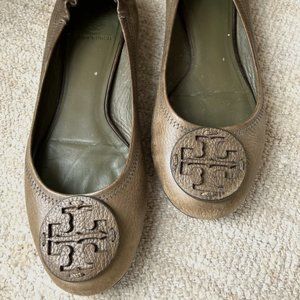 Tory Burch Minnie Ballet flats- leather olive green size 10